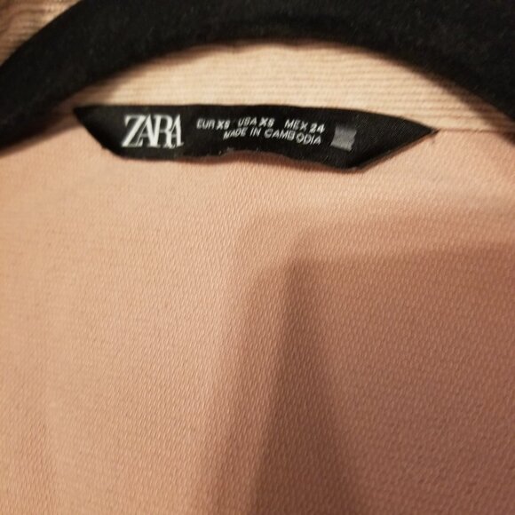 Zara Pinky Nude Corduroy Ribbed Button Down Collared With Pockets XSmall Women's - Picture 4 of 9